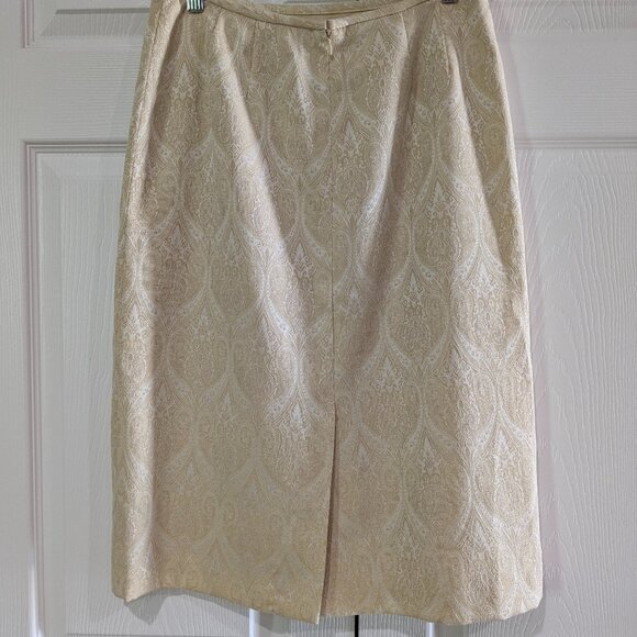 Kasper Le Suit Women's Beige Gold Floral Skirt, Suit Separate, Size 10 - Picture 5 of 15